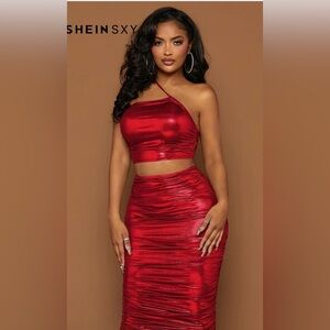 SHEIN Red and Black Dress